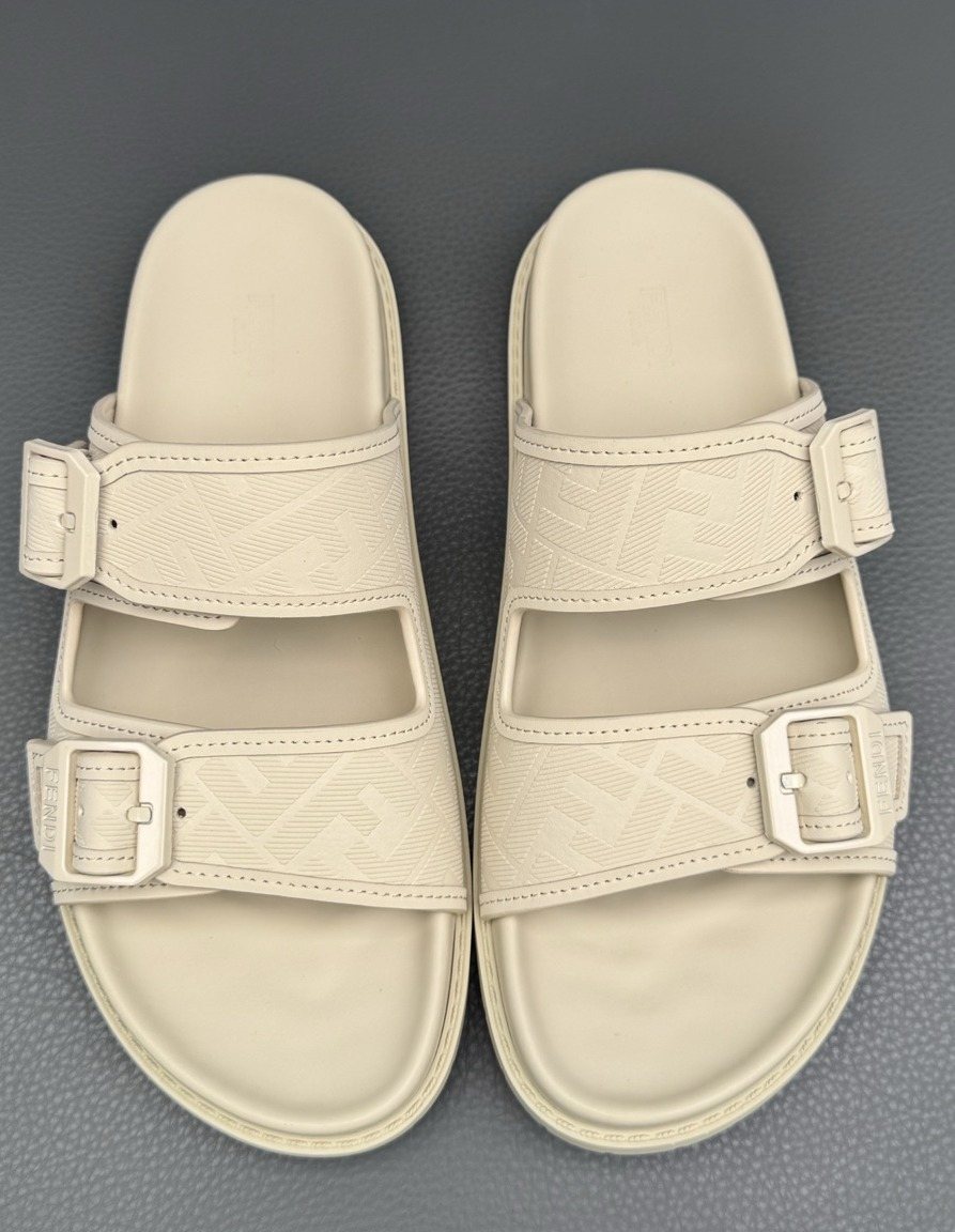 Fendi Two-Buckle Slide Sandals — front