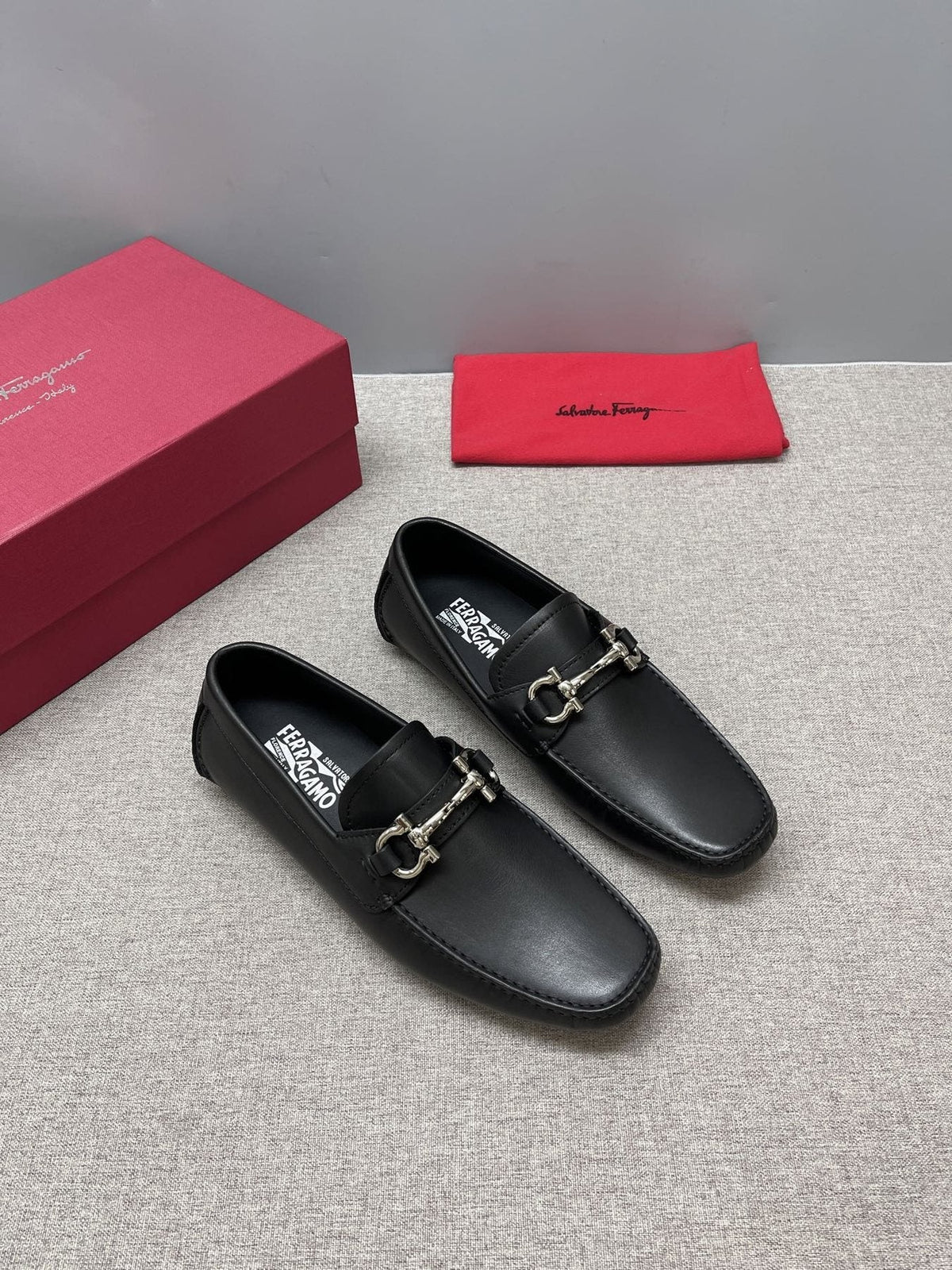 Ferragamo Metal-Hardware Driving Loafers — front
