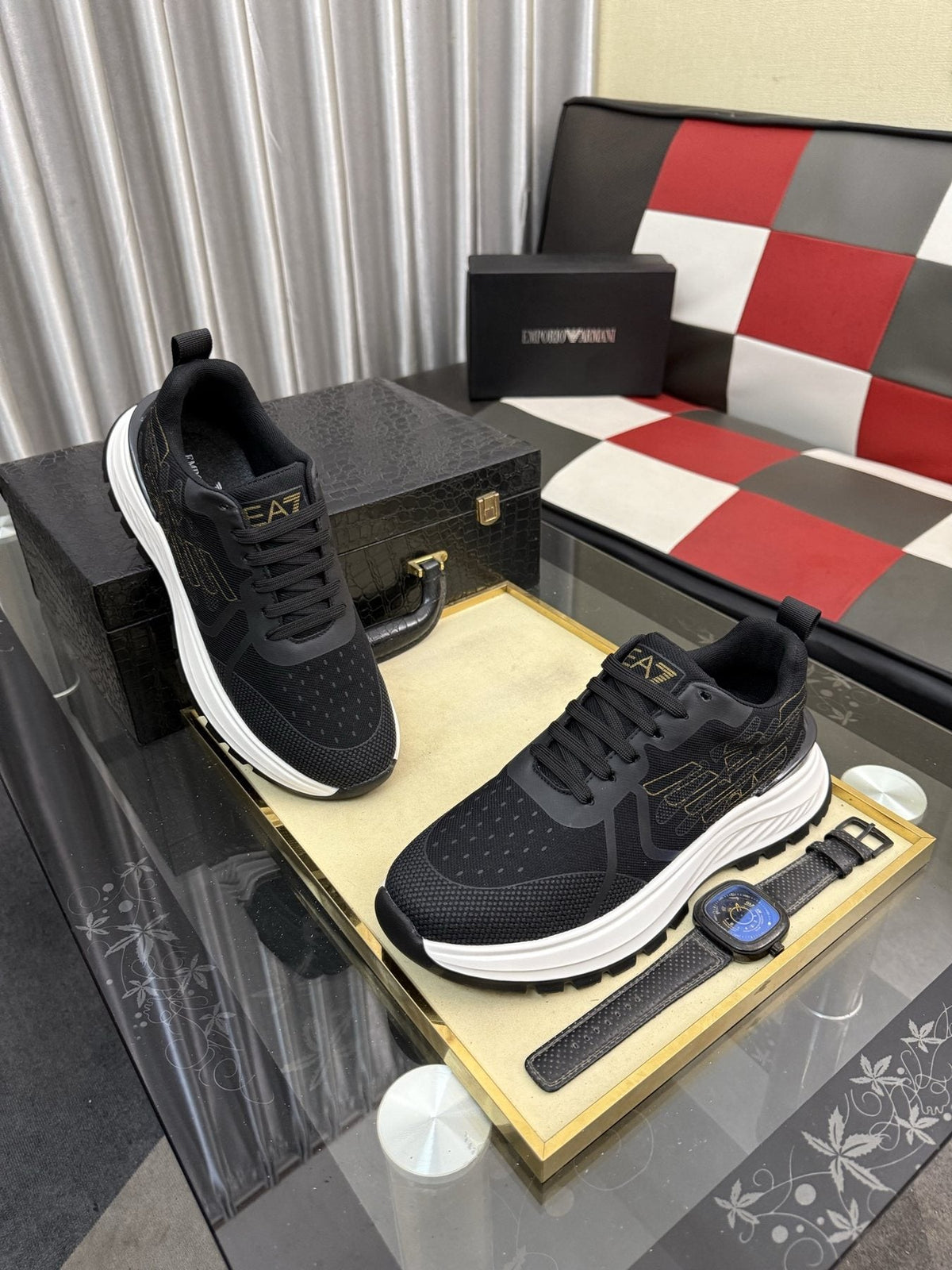 Emporio Armani White Low-Top Sneakers — front