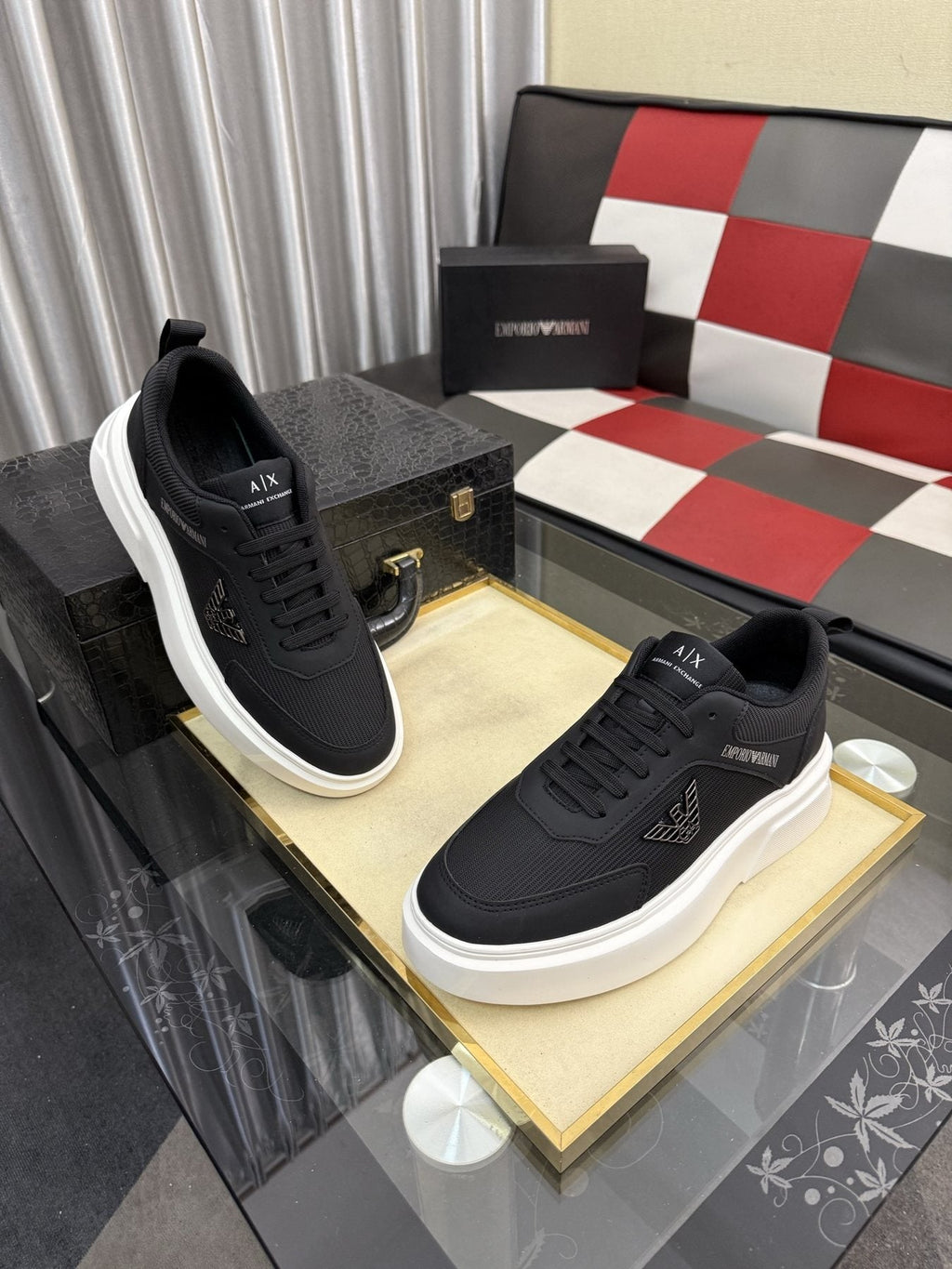 Armani Exchange Mesh Panel Sneakers — front