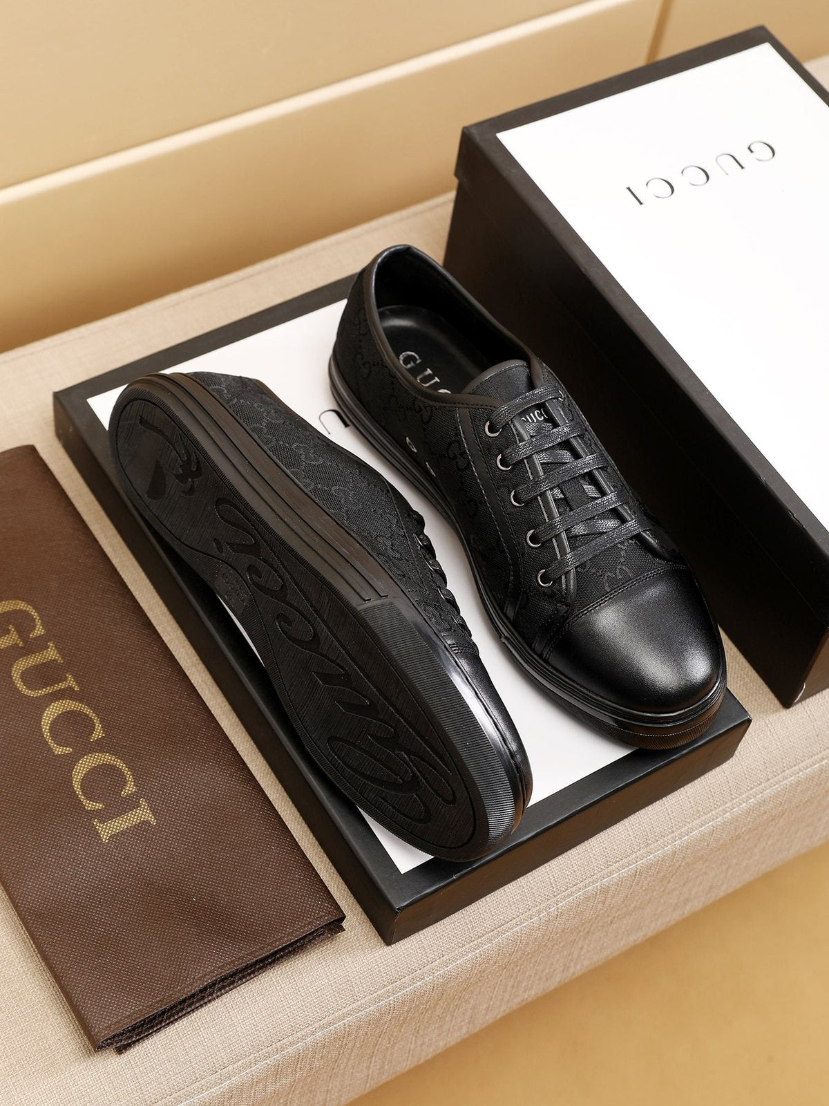 Gucci Monogram Low-Top Sneakers — front