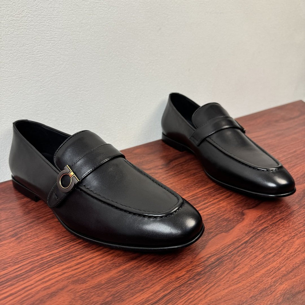 Ferragamo Gancini Buckle Men's Loafers — side