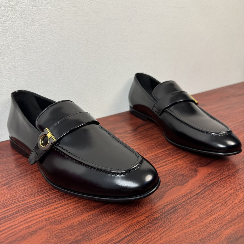 Ferragamo Gancini Buckle Men's Loafers — side