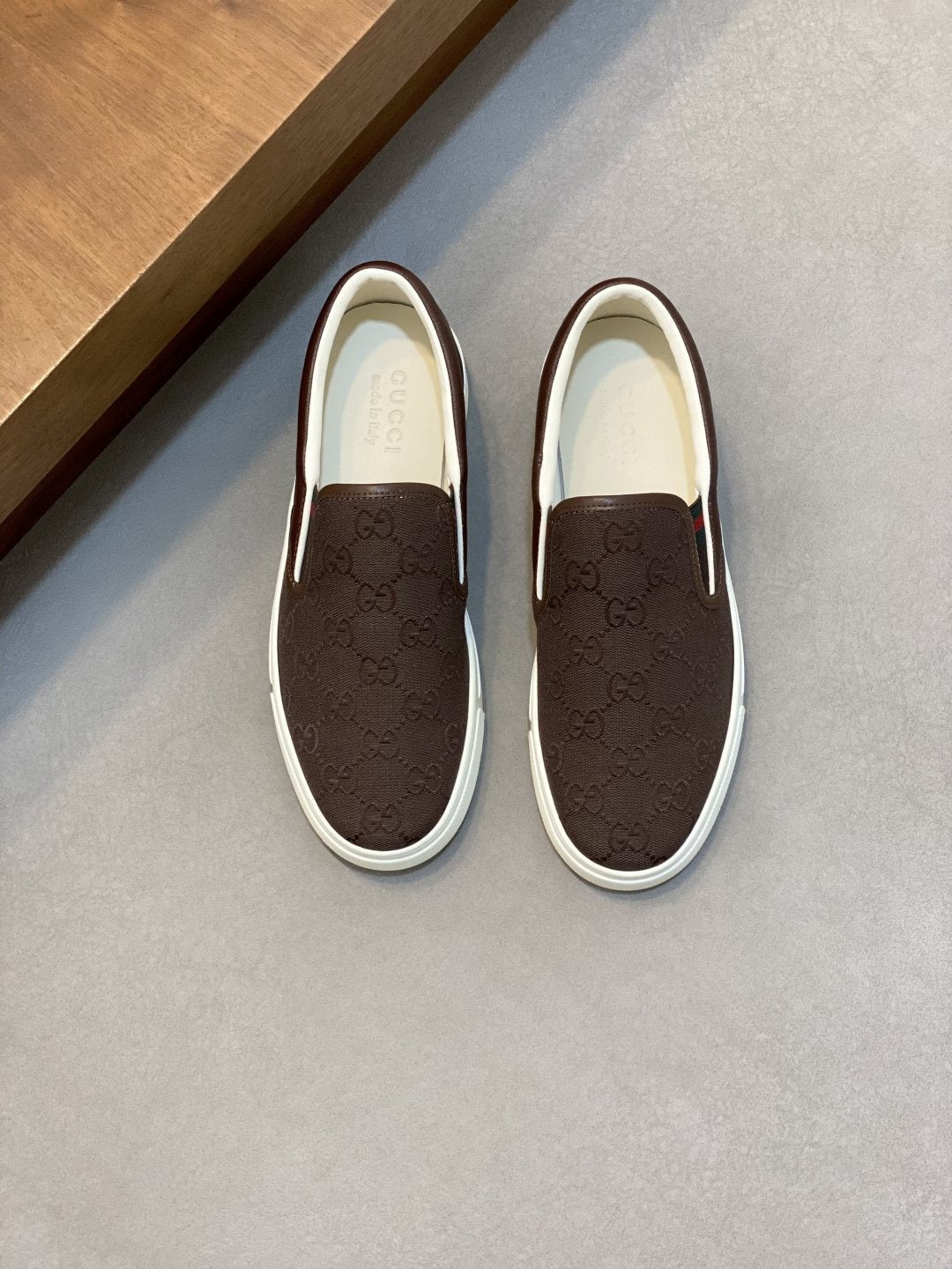 Gucci Patterned Slip-On Sneakers — front