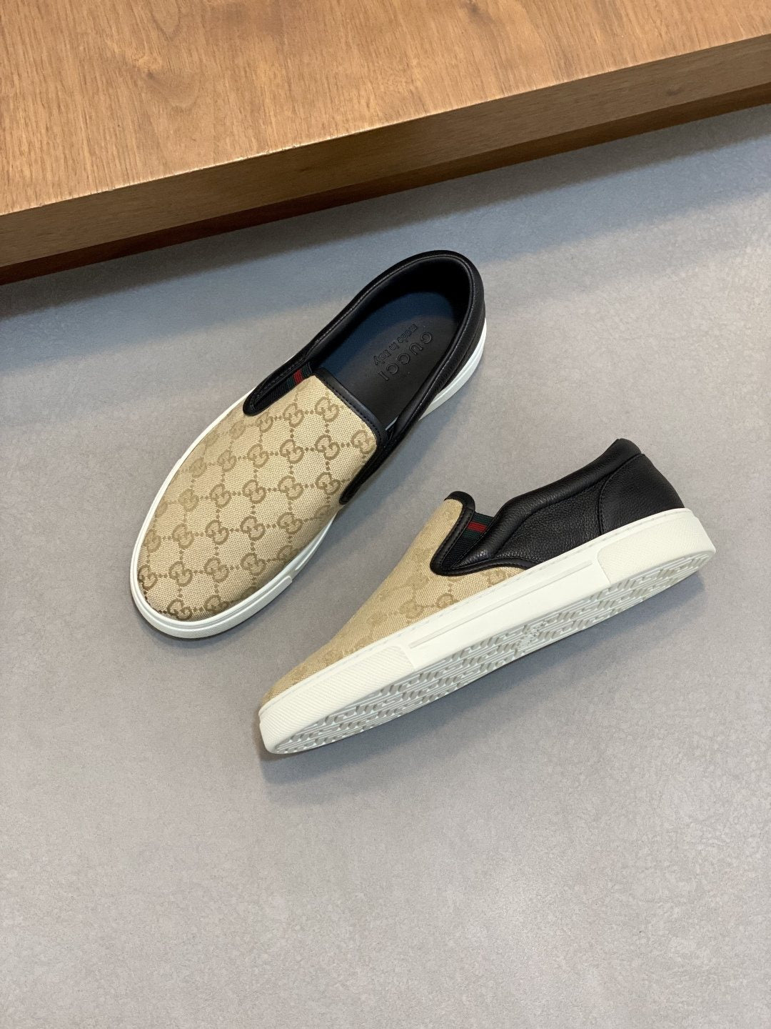 Gucci Patterned Slip-On Sneakers — front
