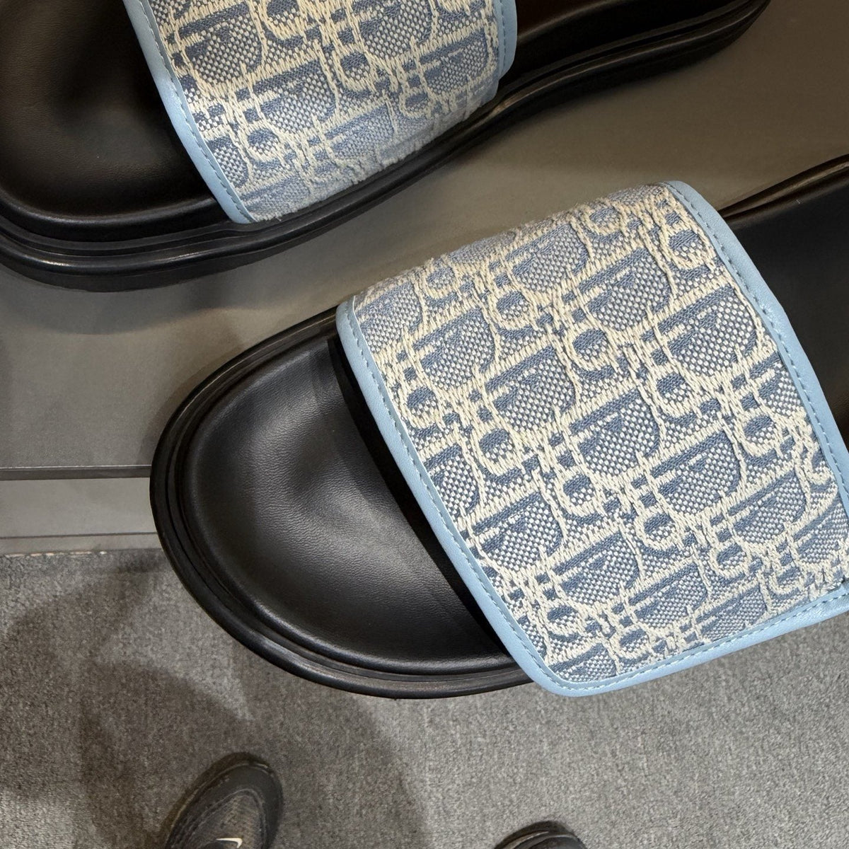 Dior Patterned Strap Slide Sandals — front