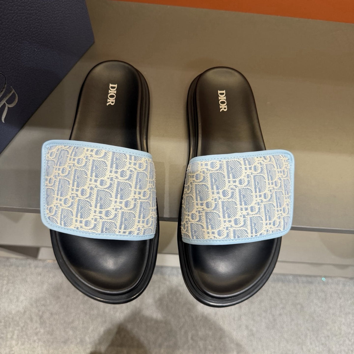 Dior Patterned Strap Slide Sandals — front