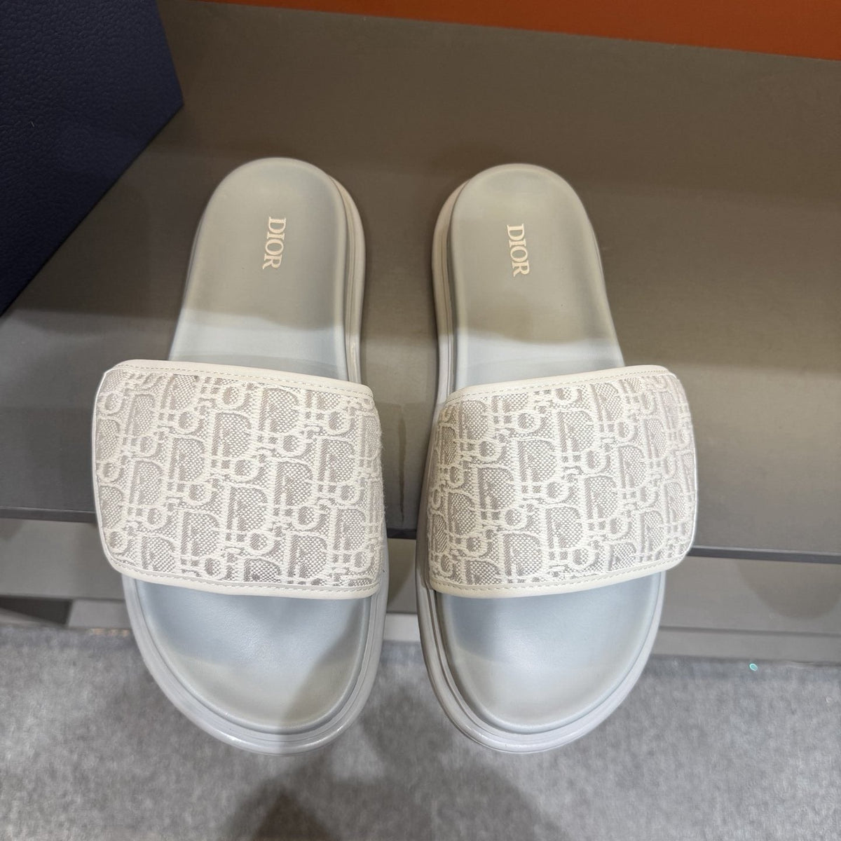 Dior Patterned Strap Slide Sandals — front
