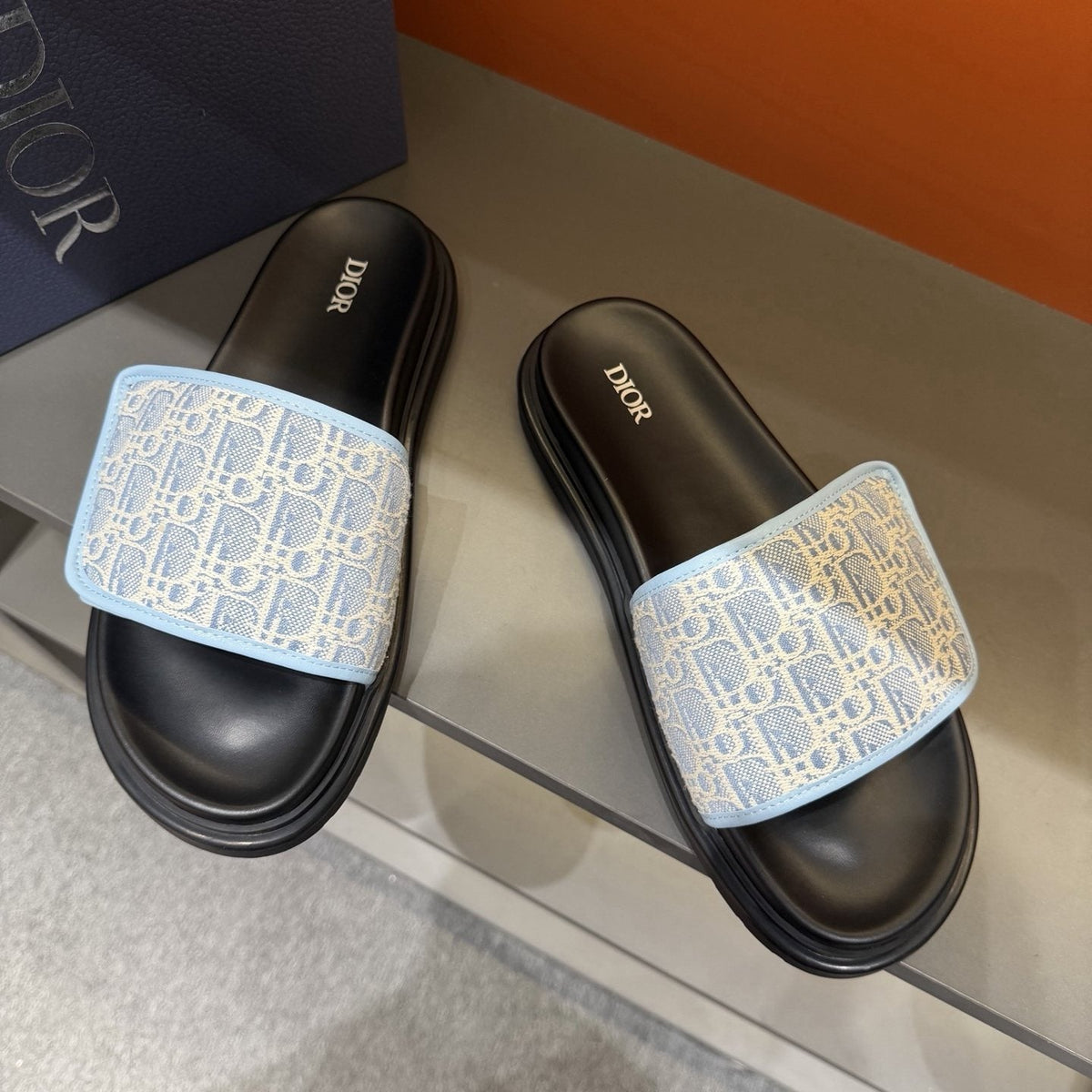 Dior Patterned Strap Slide Sandals — side