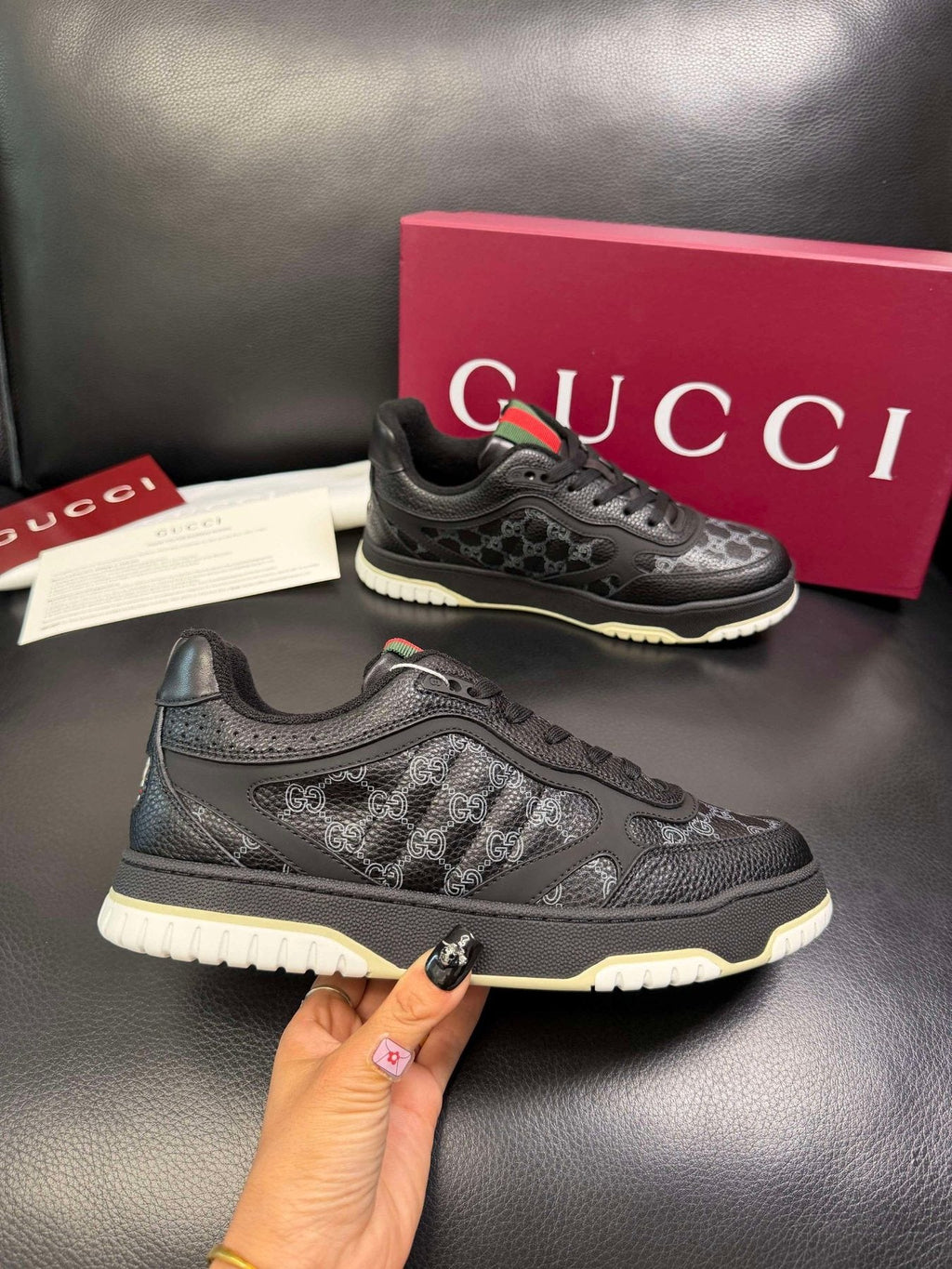 Gucci Patterned Low-Top Sneakers — side