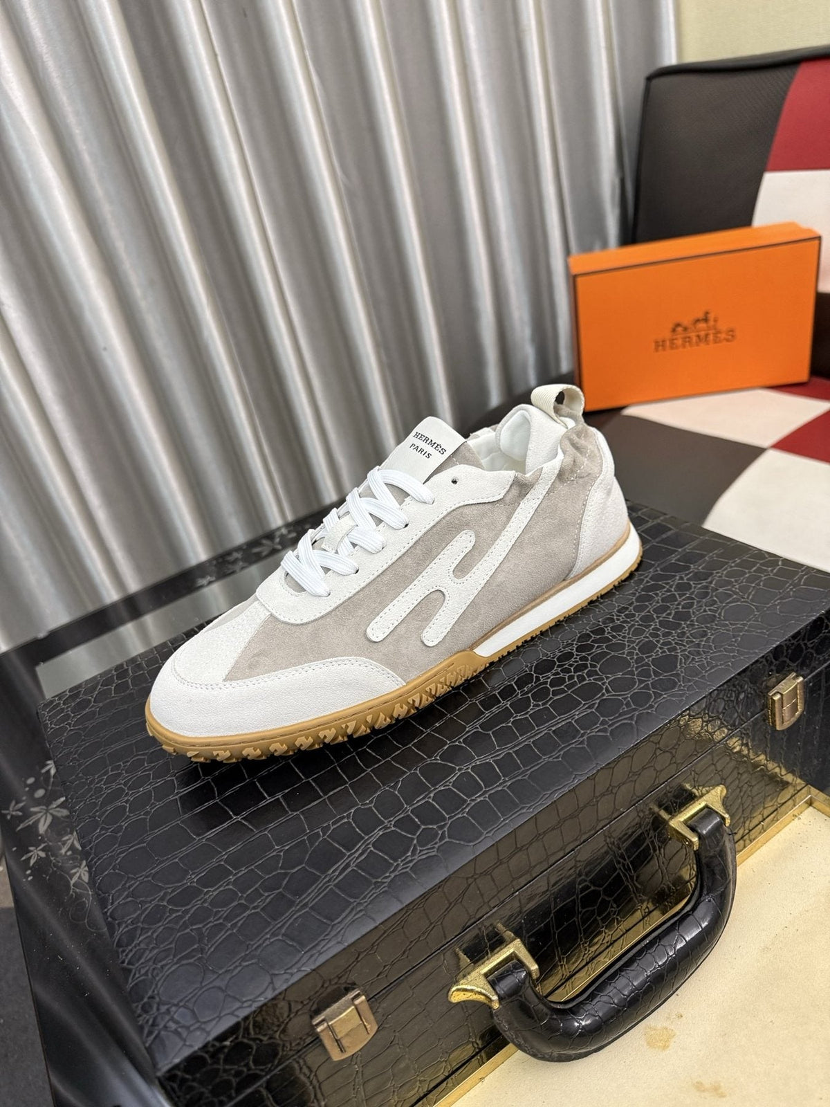 Hermès Layered Panel Low-Top Sneakers — front