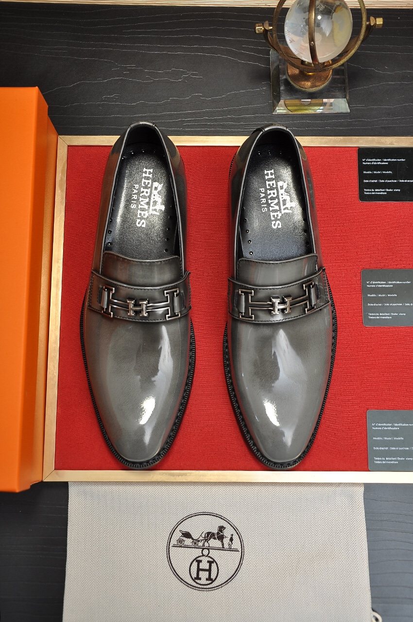Hermès H-Hardware Leather Loafers — front