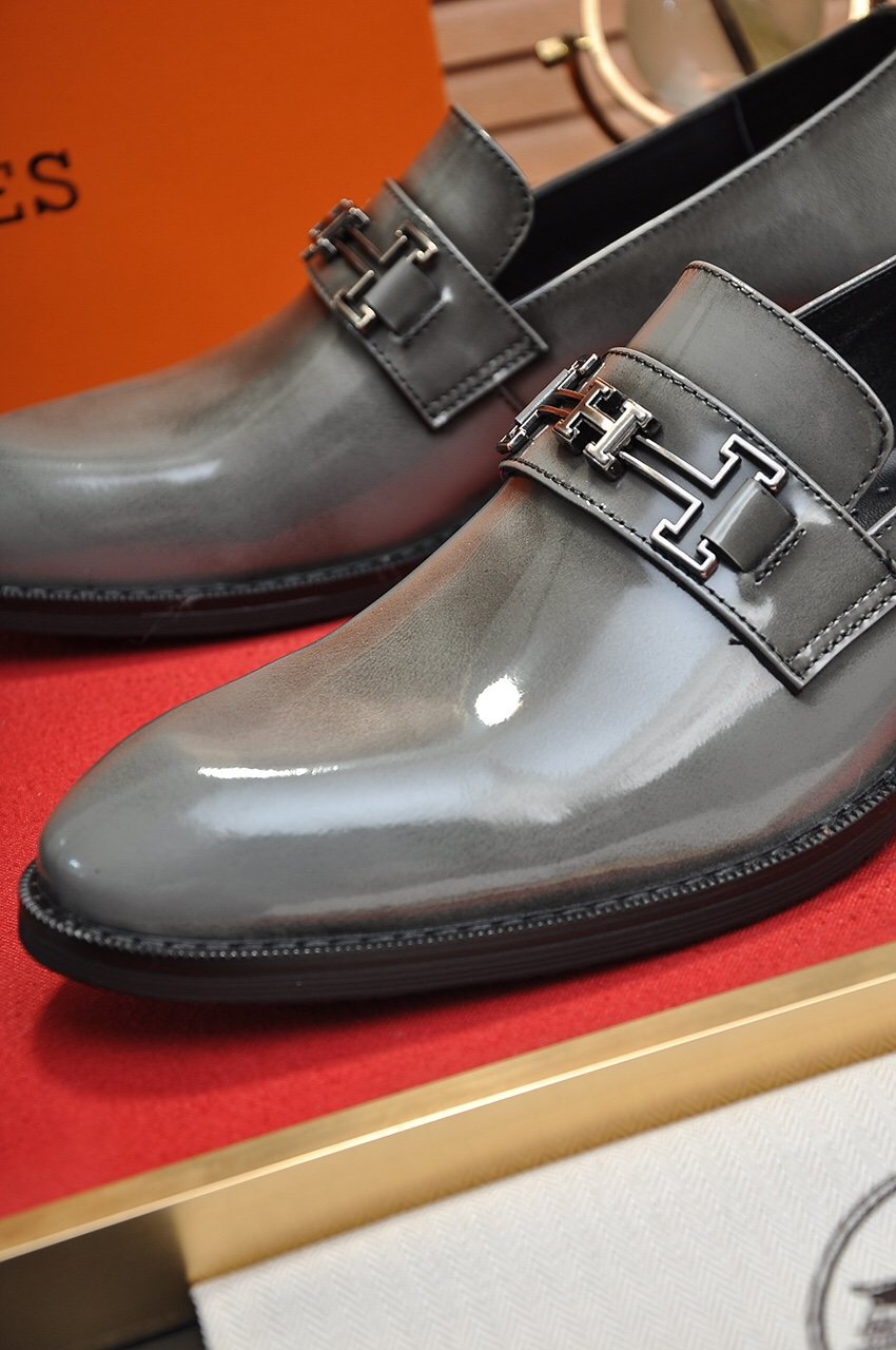 Hermès H-Hardware Leather Loafers — detail