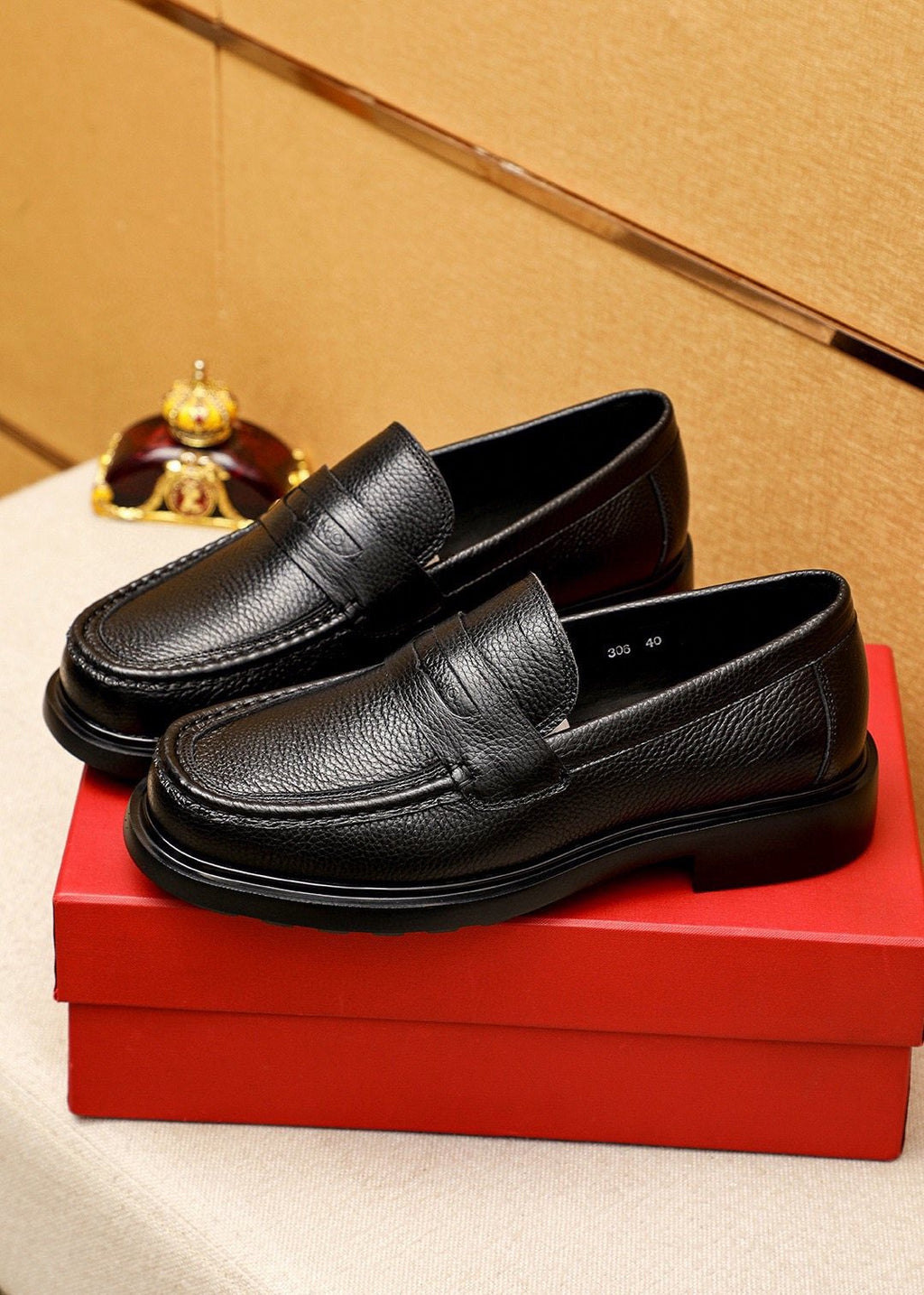 Ferragamo Textured Slip-On Loafers — front