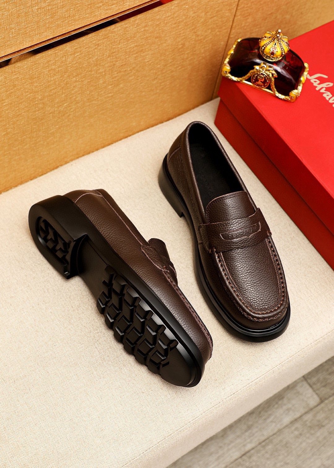 Ferragamo Textured Slip-On Loafers — side