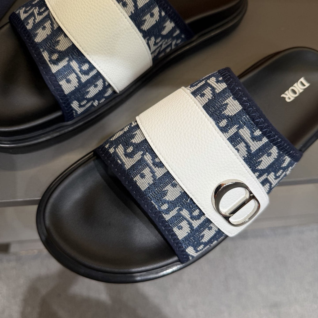 Dior Patterned Strap Slide Sandals — front
