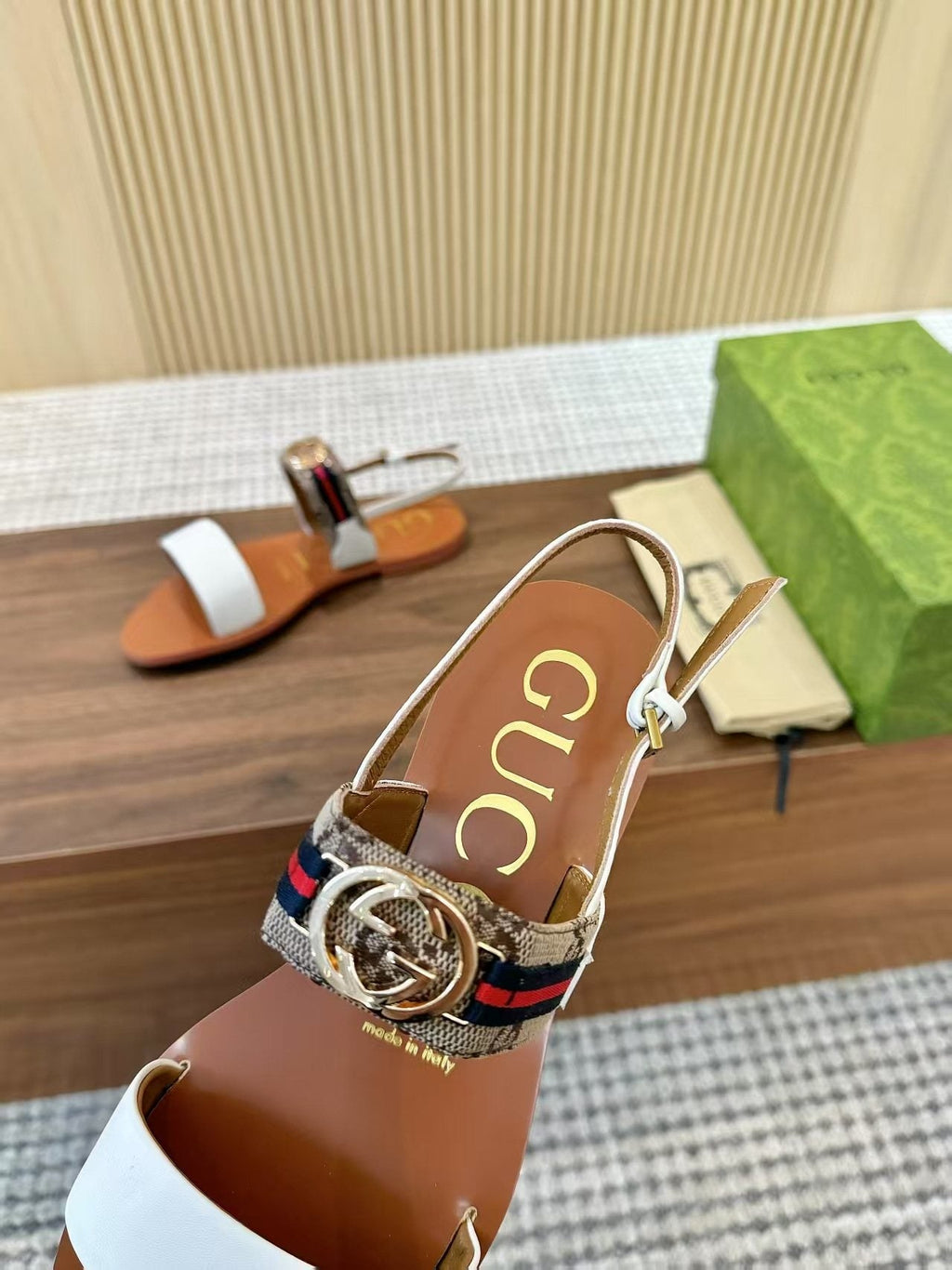 Gucci Logo Hardware Ankle-Strap Sandals — model