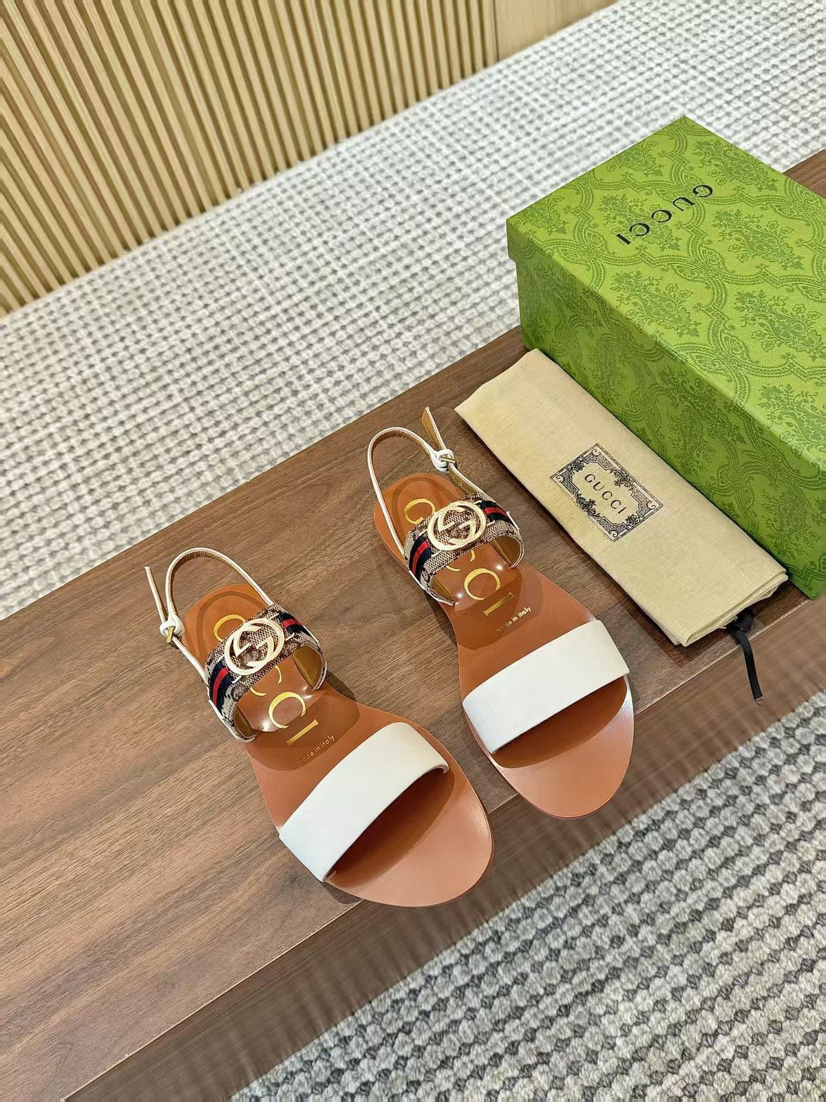 Gucci Logo Hardware Ankle-Strap Sandals — front