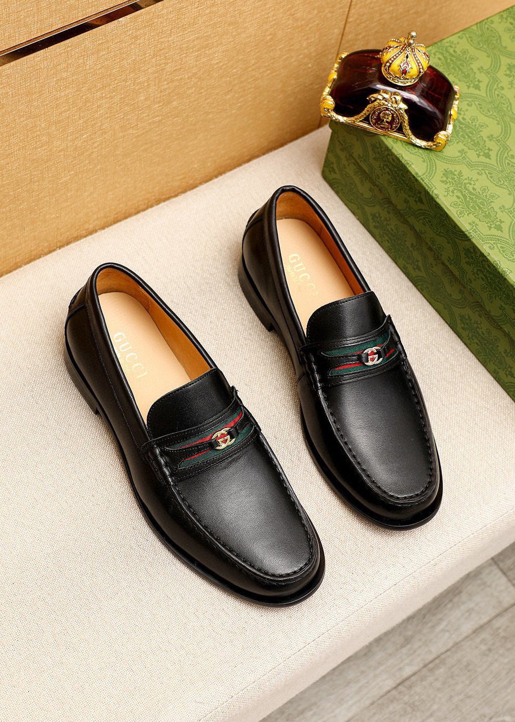 Gucci Leather Web Detail Loafers — hero