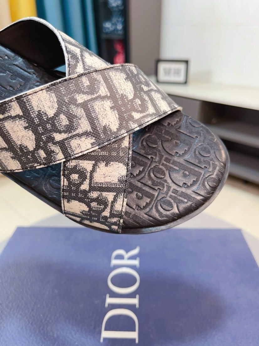 Dior Cross-Strap Slide Sandals — detail