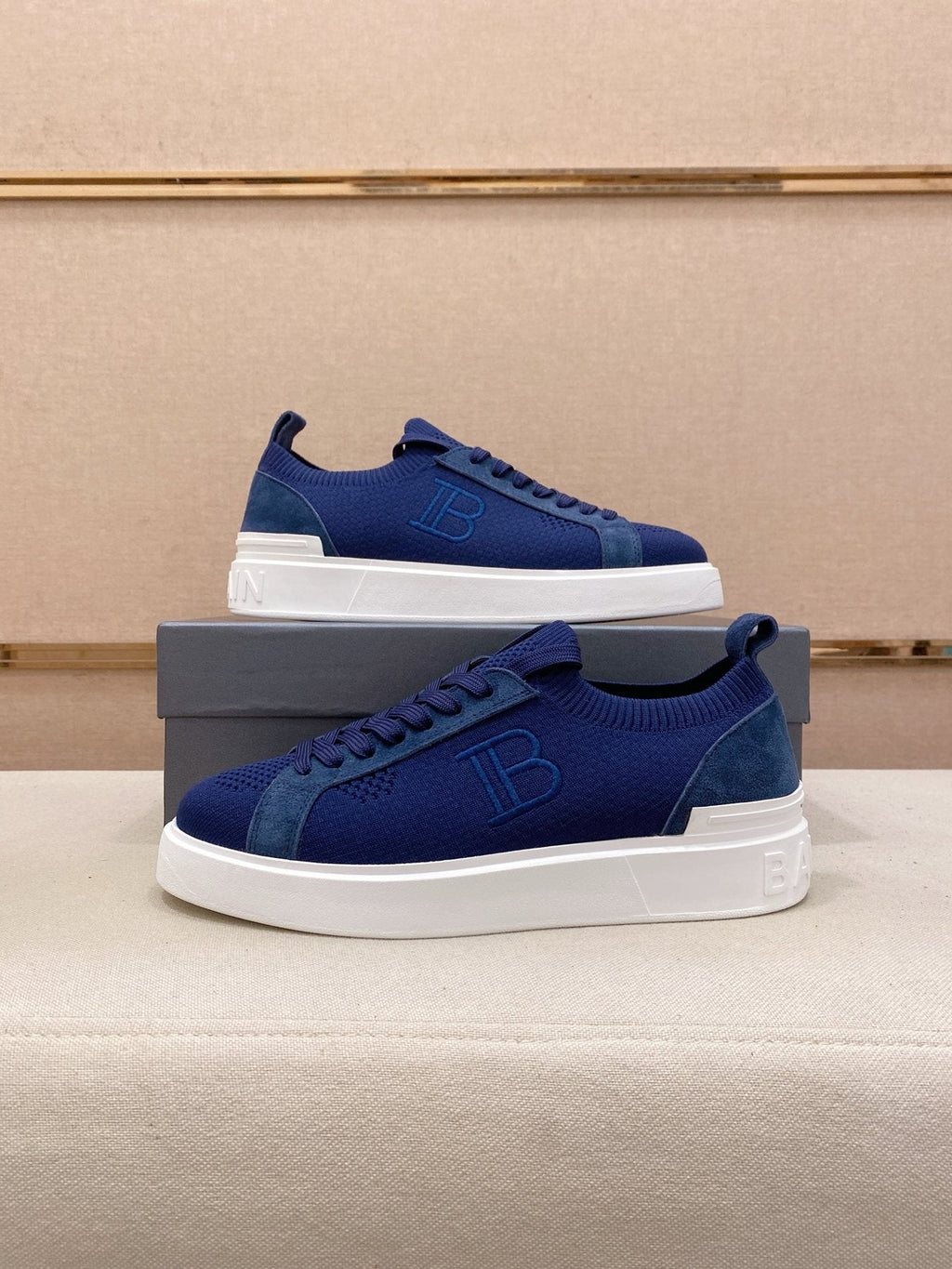 Balmain Knit Low-Top Sneakers — front