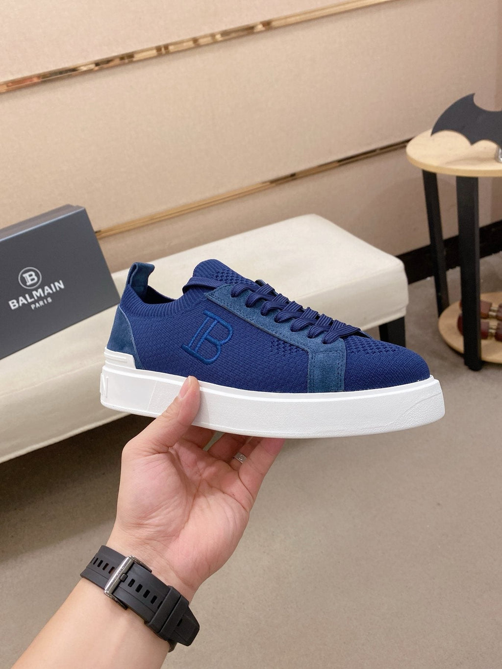 Balmain Knit Low-Top Sneakers — side