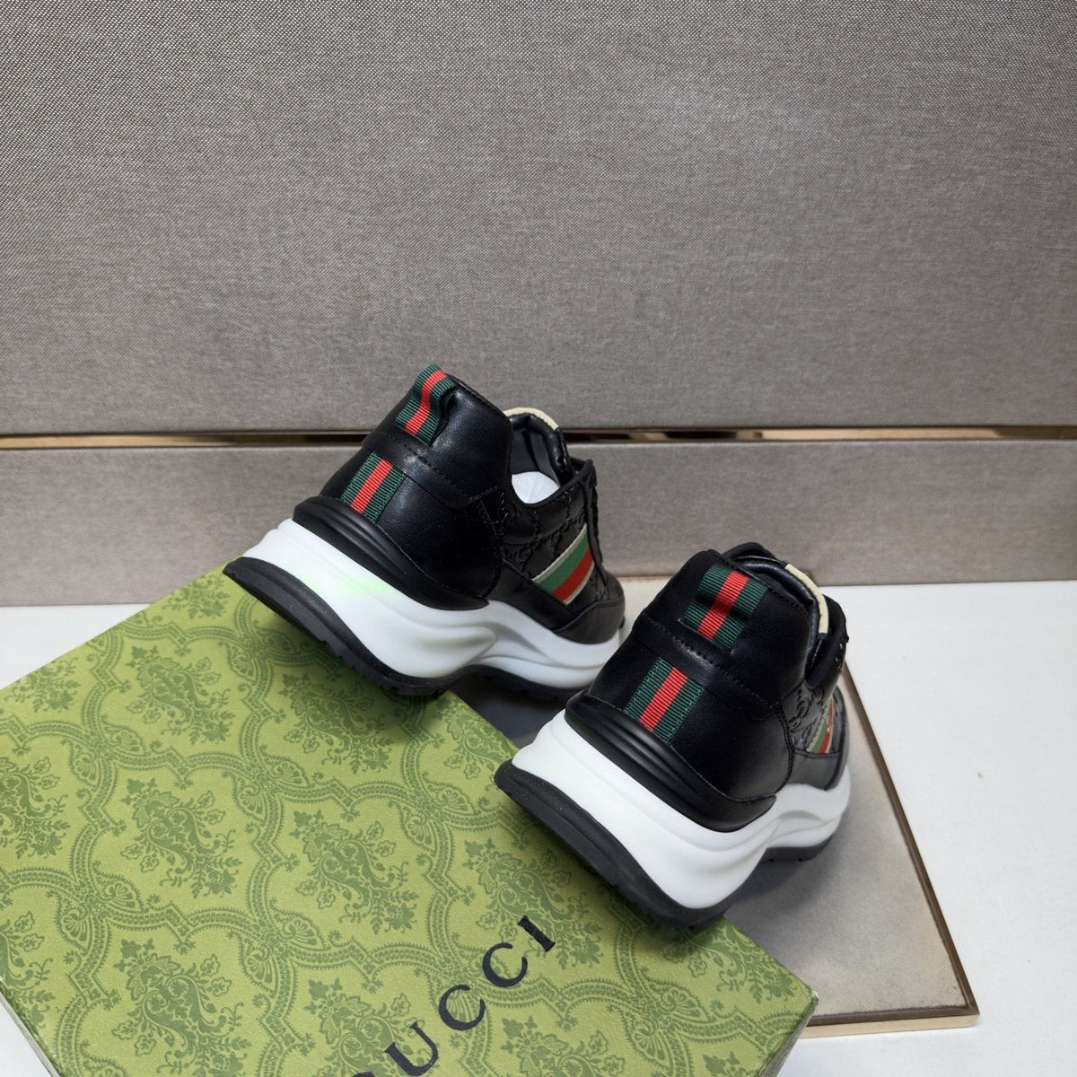 Gucci White Stripe Low-Top Sneakers — back