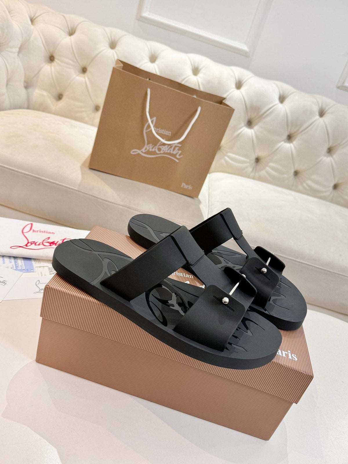 Christian Louboutin Buckle-Strap Slide Sandals — front