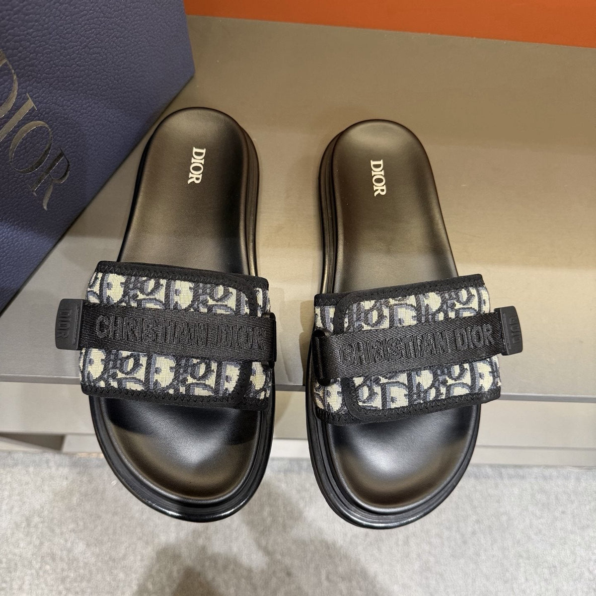 Dior Logo Strap Slide Sandals — front