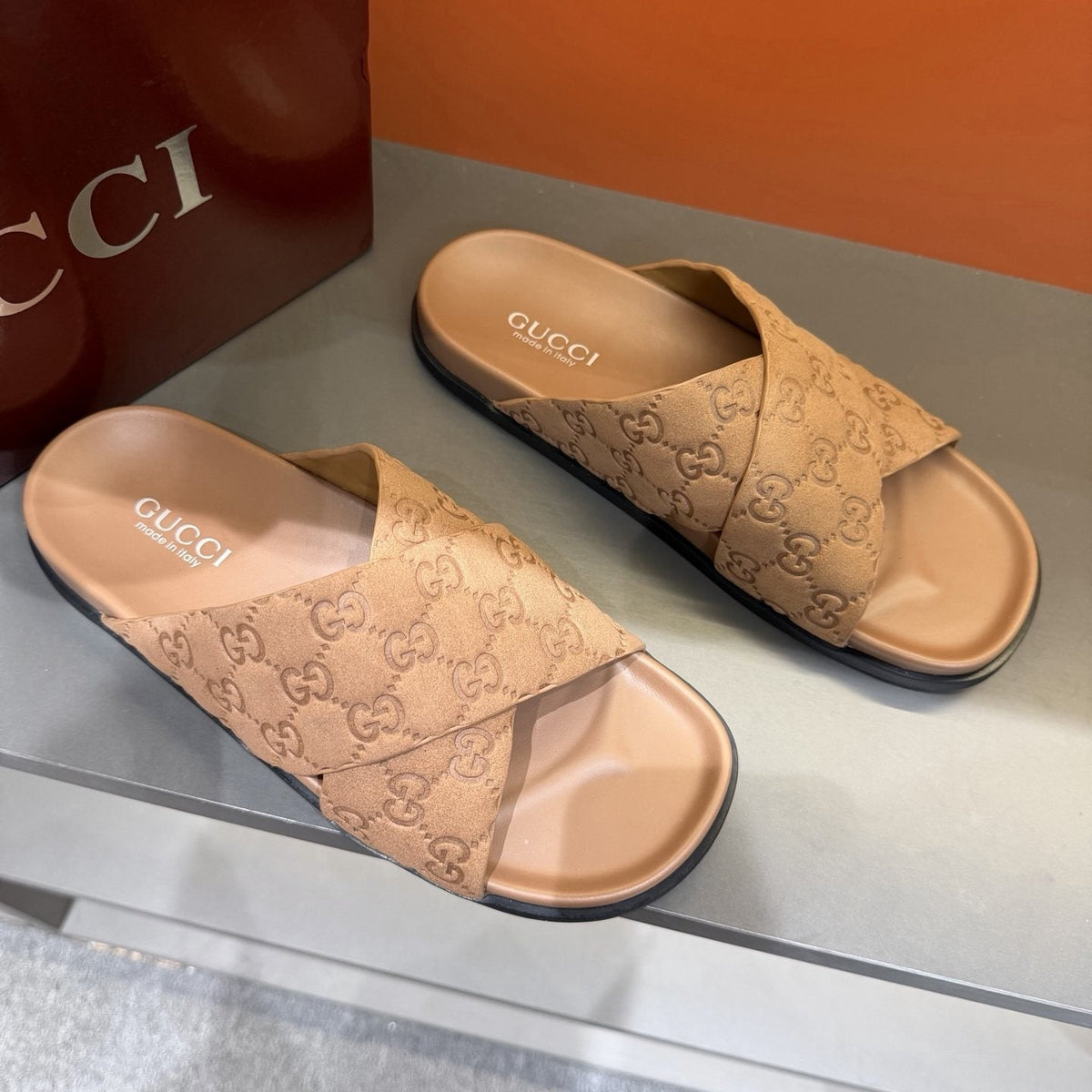 Gucci GG Monogram Crossover Slide Sandals — hero