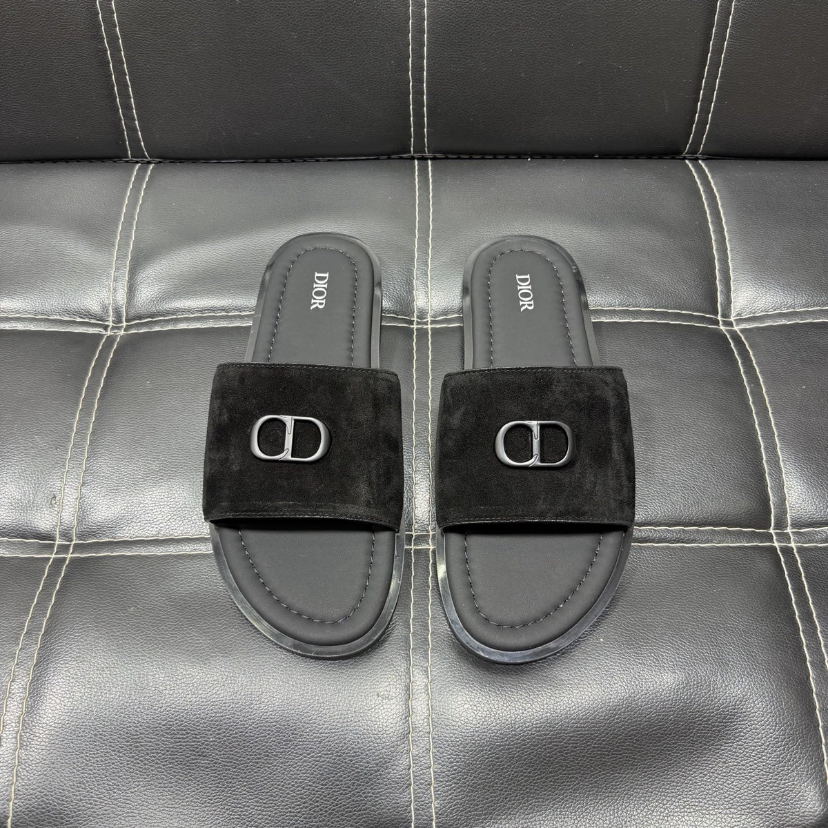 Dior Emblem Strap Slide Sandals — front