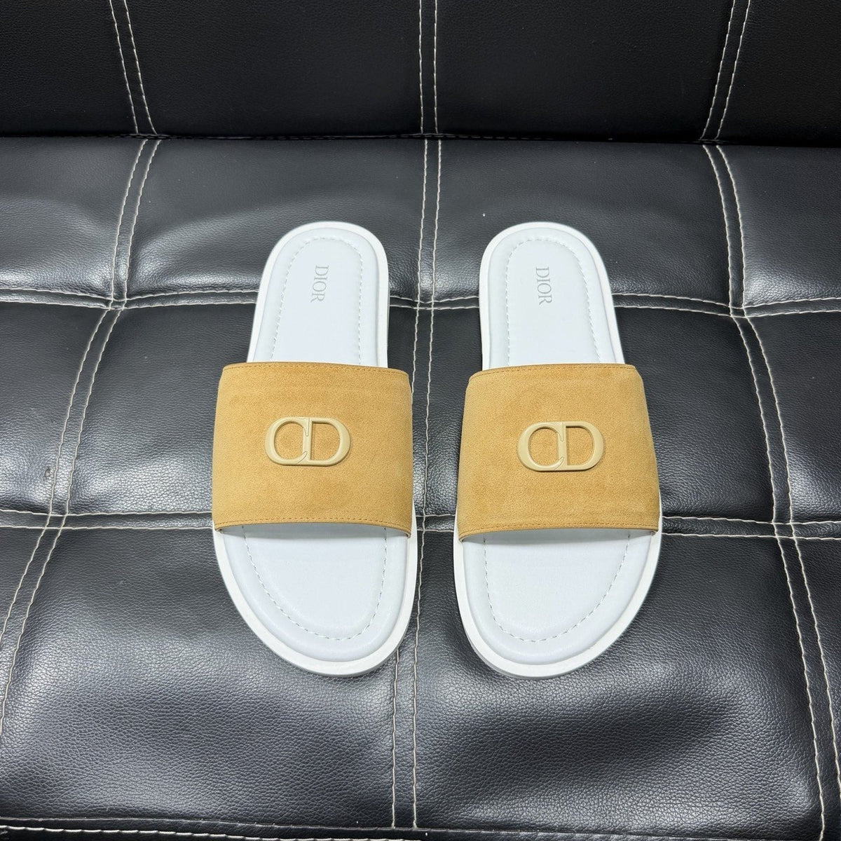 Dior Emblem Strap Slide Sandals — front