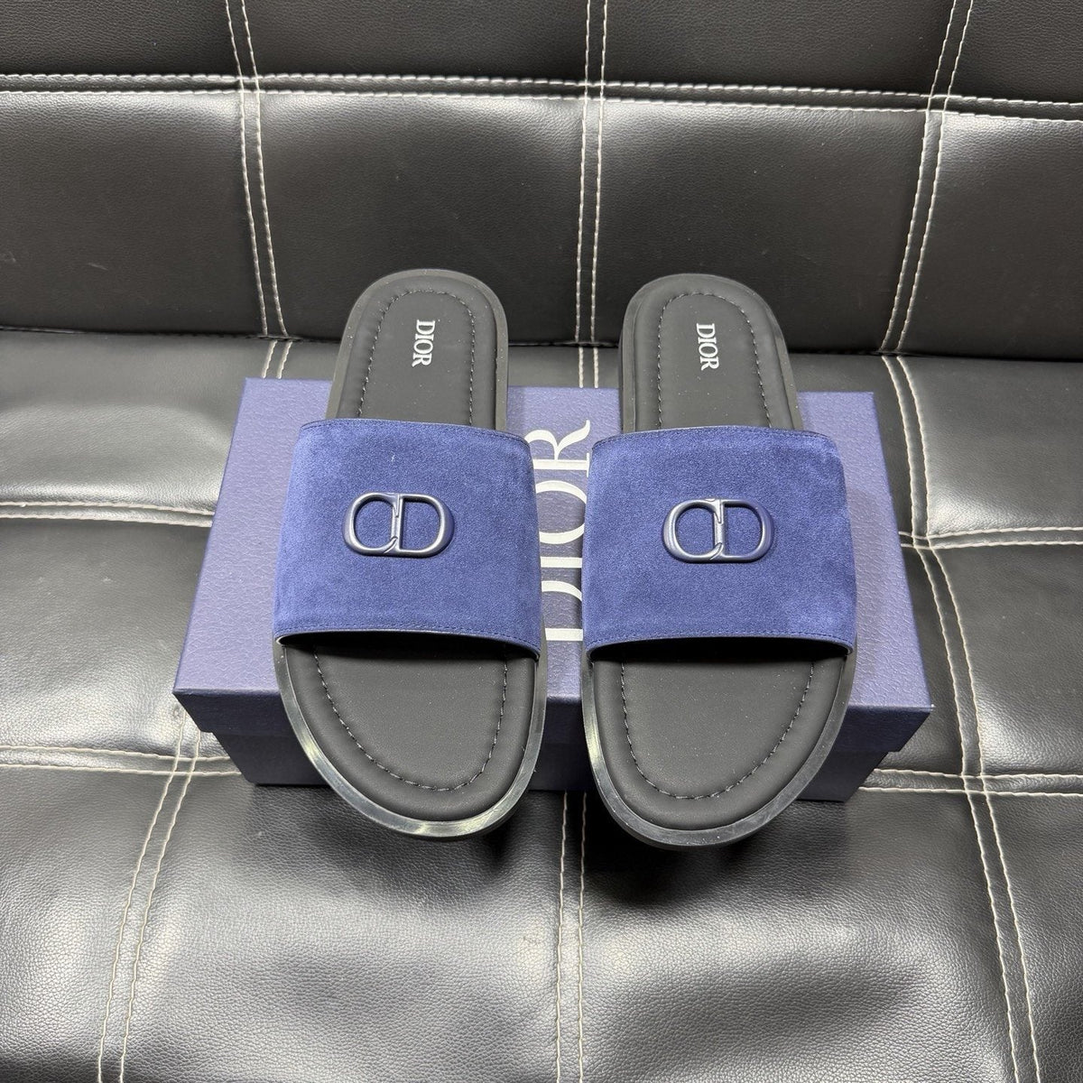 Dior Emblem Strap Slide Sandals — front