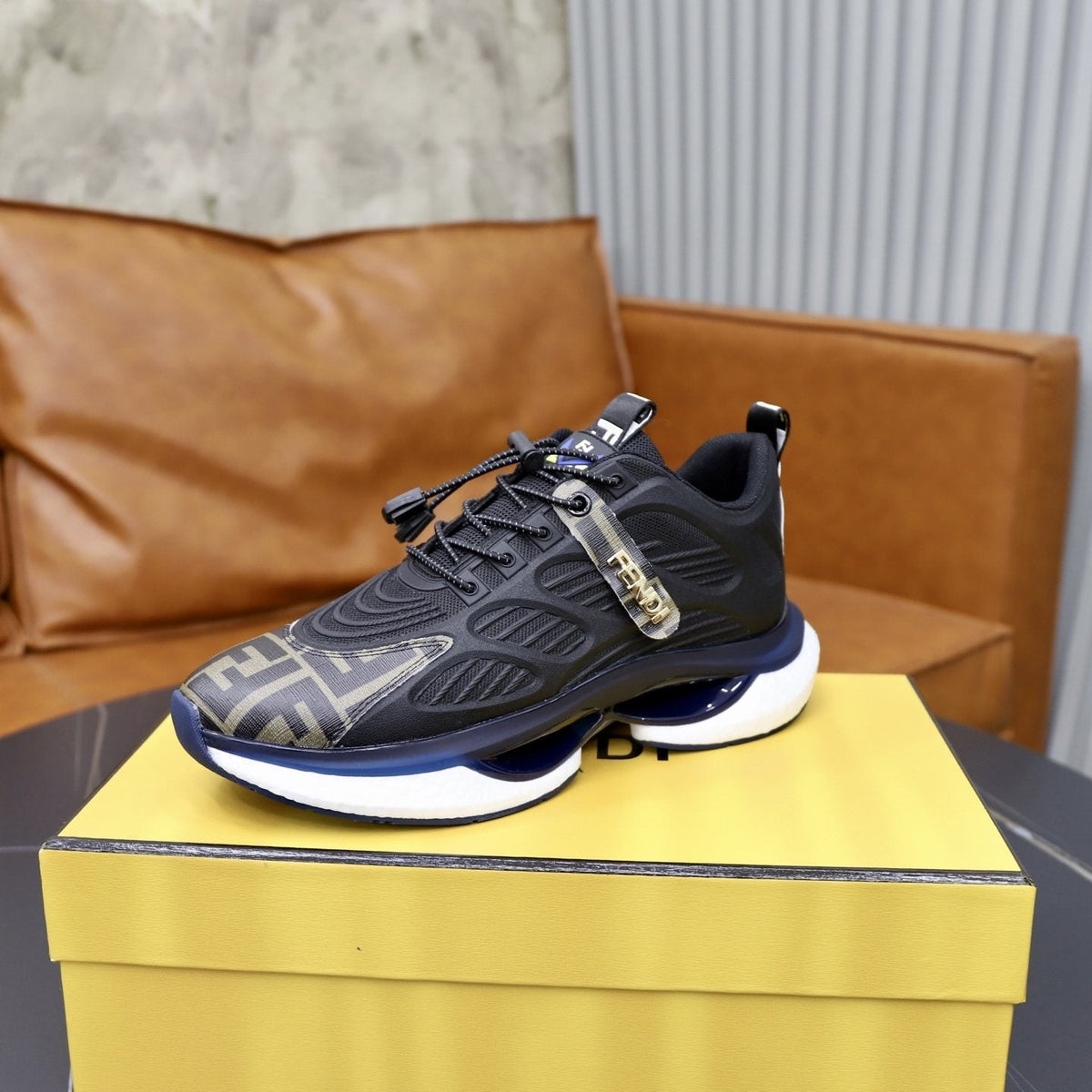 Fendi Black Monogram Low-Top Sneakers — side