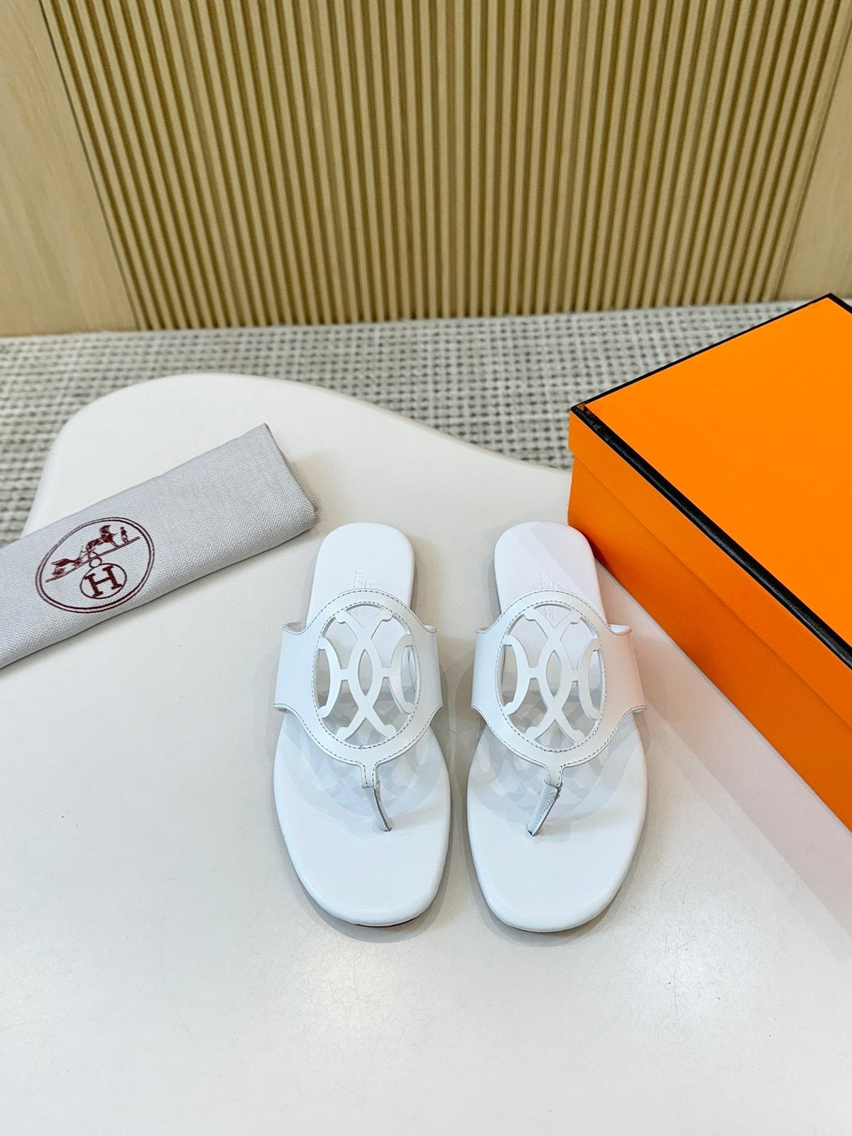 Hermès Cutout Strap Slide Sandals — front